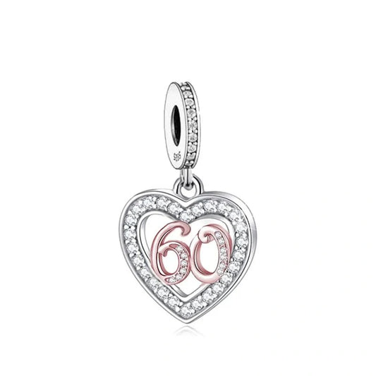 jewlouli th birthday rose gold heart dangle pandora charm jewelry fits pandora bracelet