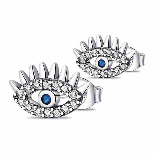 Evil Eye Protection Stud Earrings with Sapphire