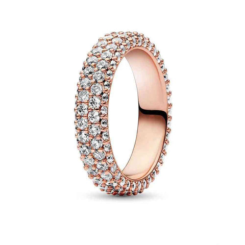 Rose Gold Timeless Pave Double-row Ring - Rose Gold Timeless Pave Double-row Ring