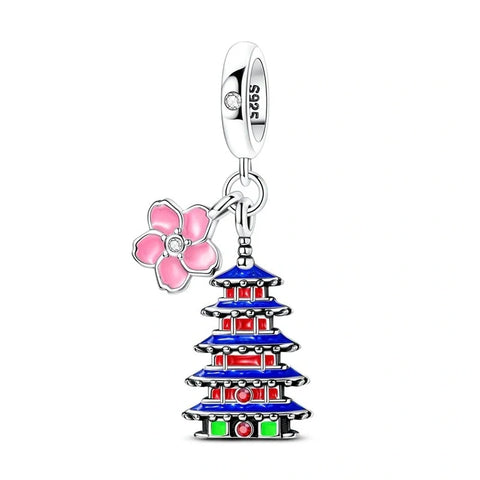 jewlouli tokyo asakusa with cherry blossom dangle charm jewlouli jewelry fits pandora bracelet
