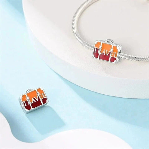 Travel Orange Suitcase Charm - Travel Orange Suitcase Charm