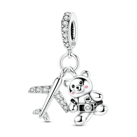 jewlouli travel teddy airplane dangle charm jewlouli jewelry fits pandora bracelet
