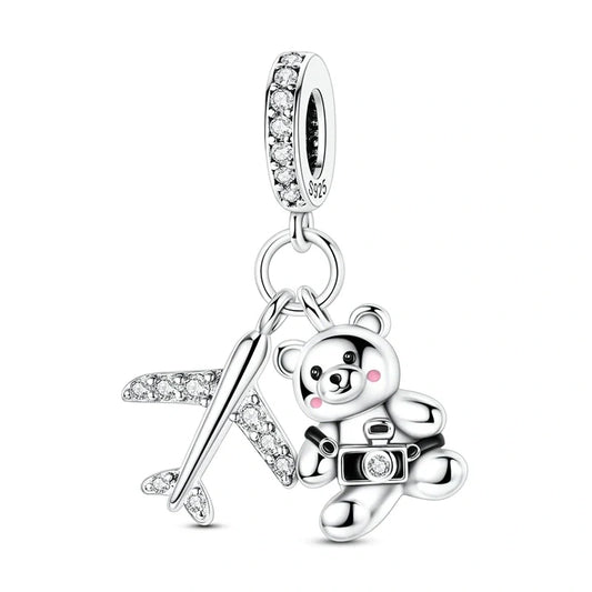 jewlouli travel teddy airplane dangle charm jewlouli jewelry fits pandora bracelet