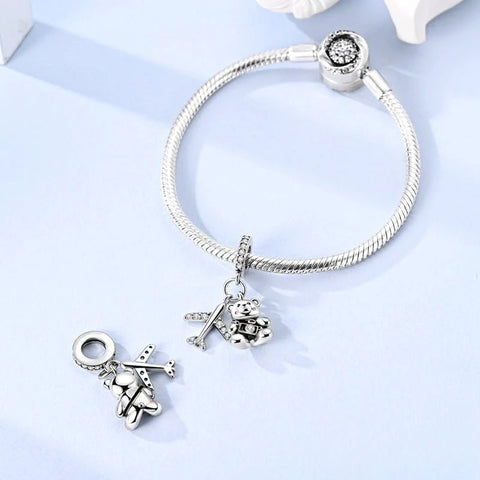 jewlouli travel teddy airplane dangle charm jewlouli jewelry fits pandora bracelet