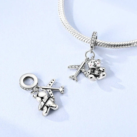 jewlouli travel teddy airplane dangle charm jewlouli jewelry fits pandora bracelet