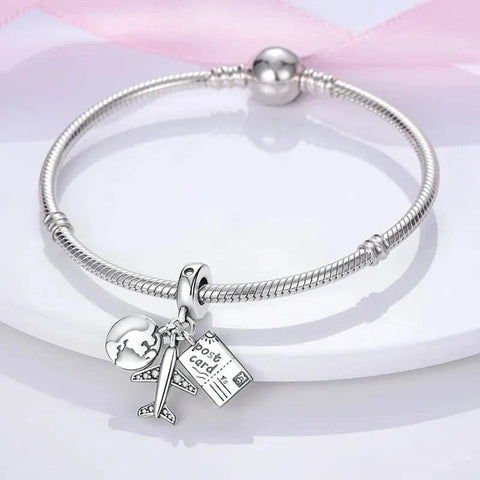 Travel the World Plane Postcard Charm - Travel the World Plane Postcard Charm