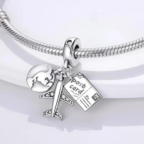 Travel the World Plane Postcard Charm - Travel the World Plane Postcard Charm