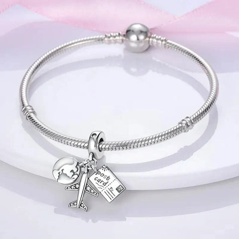 jewlouli travel the world plane postcard pandora charm jewelry fits pandora bracelet