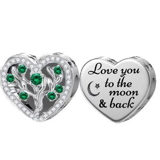 Green Tree Heart Love you to the Moon & Back Charm