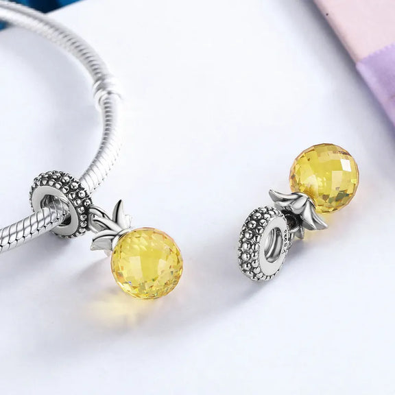 Sparkling Pineapple Charm - tropical fruit bead