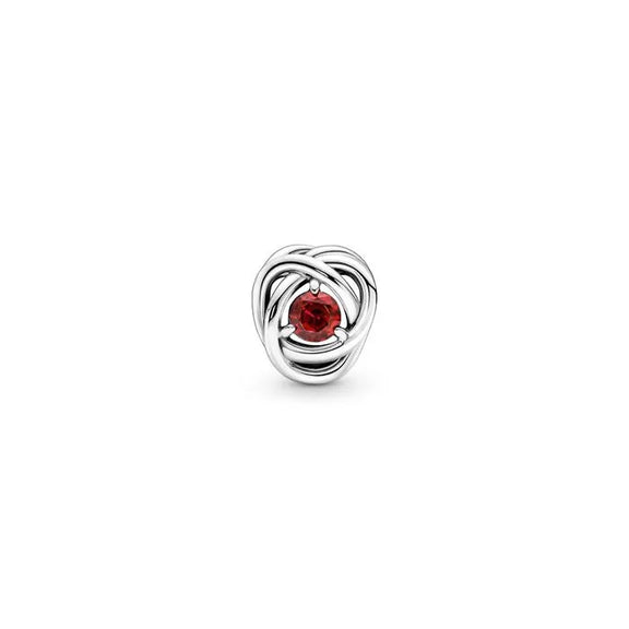 True Red Eternity Circle Dangle Charm July - True Red Eternity Circle Dangle Charm July - Vibrant red July birthstone charm, ideal for adding color and meaning.