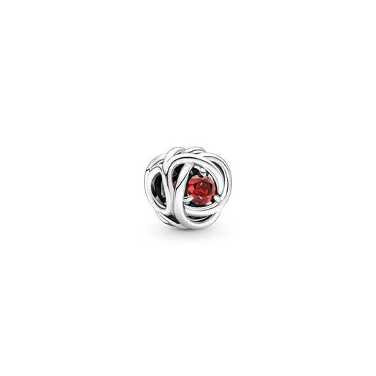 True Red Eternity Circle Dangle Charm July - Red charm for July, adding a bright and meaningful touch to jewelry.