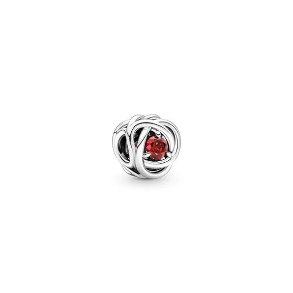 True Red Eternity Circle Dangle Charm July - True Red Eternity Circle Dangle Charm July - Red charm for July, adding a bright and meaningful touch to jewelry.