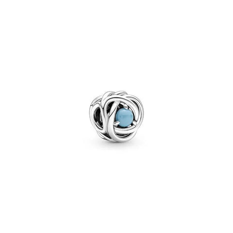 Turquoise Blue Eternity Circle Charm - December - Turquoise Blue Eternity Circle Charm - December