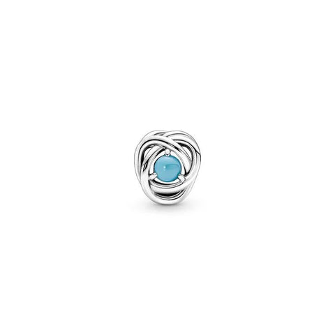 Turquoise Blue Eternity Circle Charm - December - Turquoise Blue Eternity Circle Charm - December