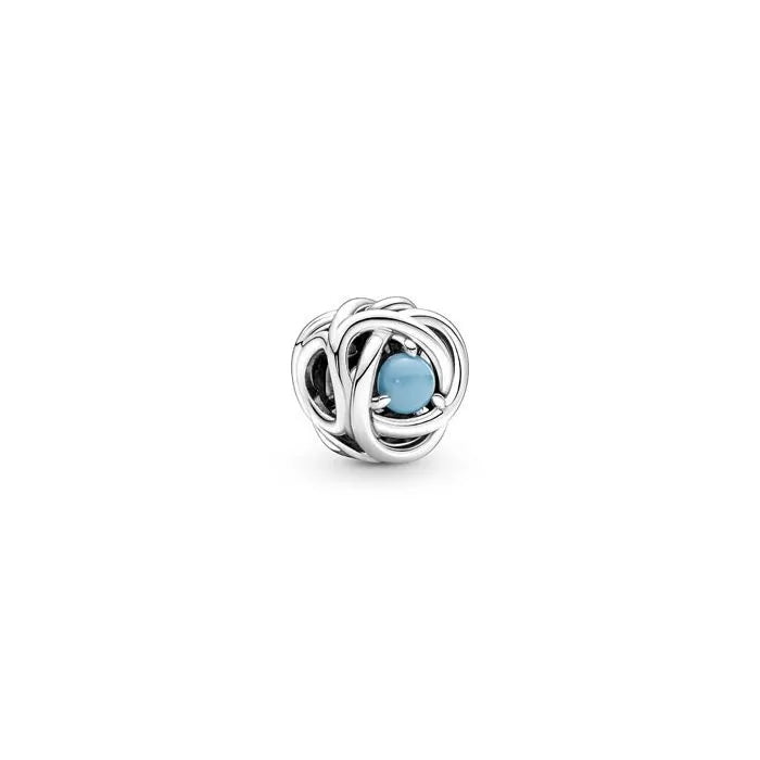 Turquoise Blue Eternity Circle Charm December - December birthstone eternity circle, representing loyalty and calm.