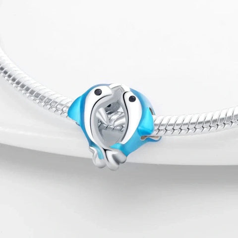 jewlouli two dolphins pandora charm jewelry fits pandora bracelet