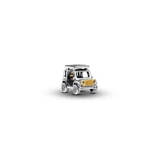 Two-Tone Adventure Car Charm Pandora Shine - Unique two-tone car charm in Pandora Shine, a fun piece for travel memories.