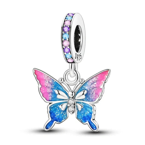 jewlouli two tone butterfly dangle pandora charm jewelry fits pandora bracelet