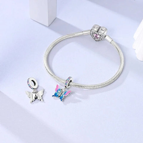 jewlouli two tone butterfly dangle pandora charm jewelry fits pandora bracelet