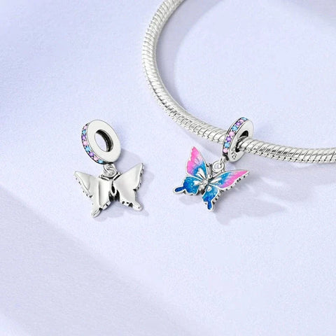 jewlouli two tone butterfly dangle pandora charm jewelry fits pandora bracelet