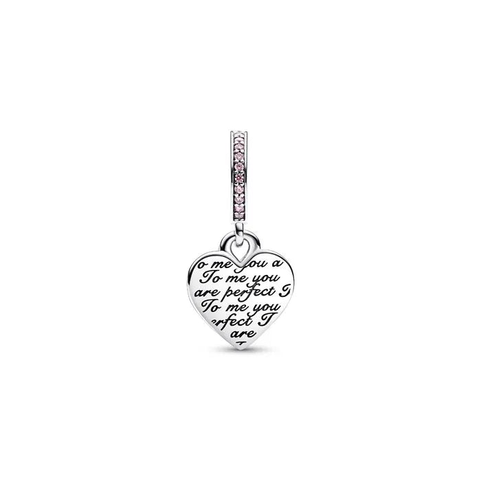 Two-Tone Infinity Heart Double Dangle Charm - Double dangle infinity heart charm, representing endless love.