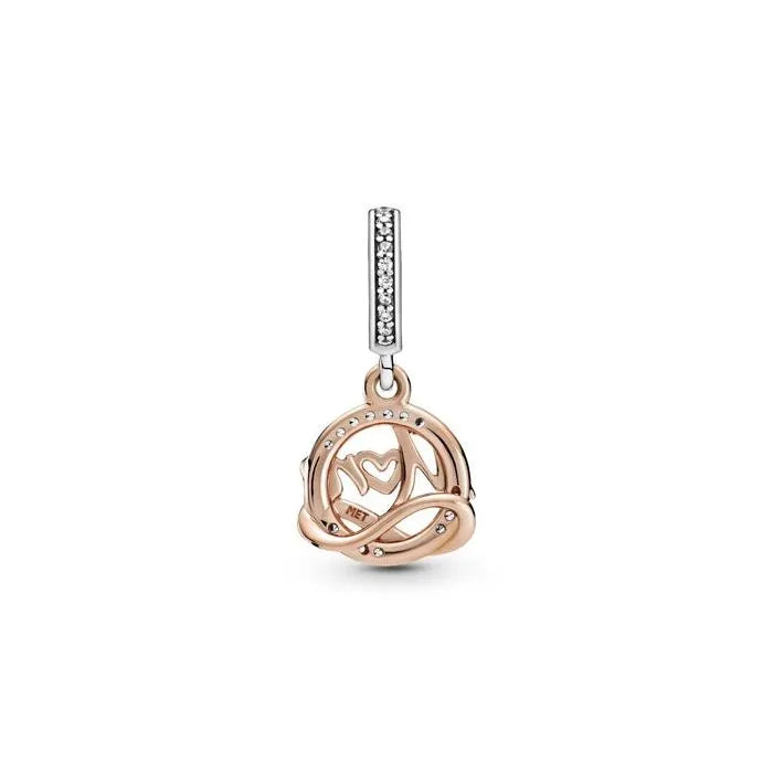 Two-Tone Mom Dangle Charm Pandora Rose - Beautiful mom dangle charm in two-tone, a loving tribute in Pandora Rose.