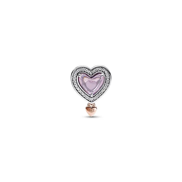 Two-Tone Openwork Mum Heart Charm - Openwork heart charm with "Mum" design in two-tone, perfect for family-themed jewelry.