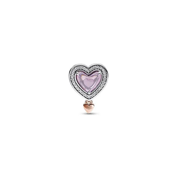 Two-tone Openwork Mum & Heart Charm - Two-Tone Openwork Mum Heart Charm - Openwork heart charm with "Mum" design in two-tone, perfect for family-themed jewelry.