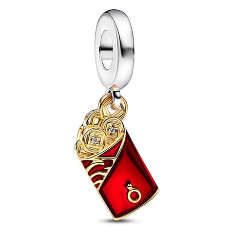 Two-tone Red Envelope Dangle Charm - Pandora Shine - Two-Tone Red Envelope Dangle Charm Pandora Shine - Red envelope charm in two-tone Pandora Shine, ideal for gift-themed jewelry.