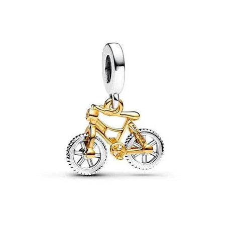 Two-tone Spinning Wheels Bicycle Dangle Charm - Two-tone Spinning Wheels Bicycle Dangle Charm
