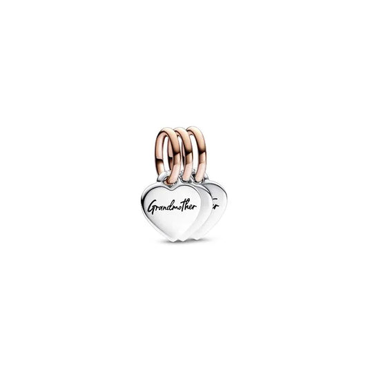 Two-Tone Splittable Family Generation of Hearts Triple Dangle Charm - Family charm with hearts, representing generations.