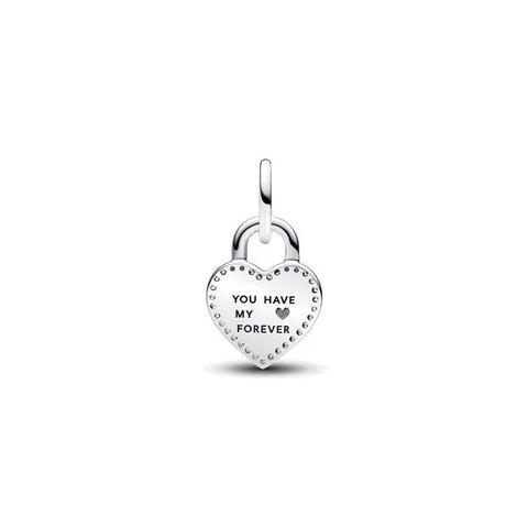 Two-tone Twistable Heart Padlock Double Dangle Charm