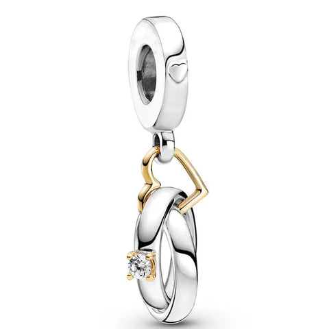 Two-tone Wedding Rings Dangle Charm