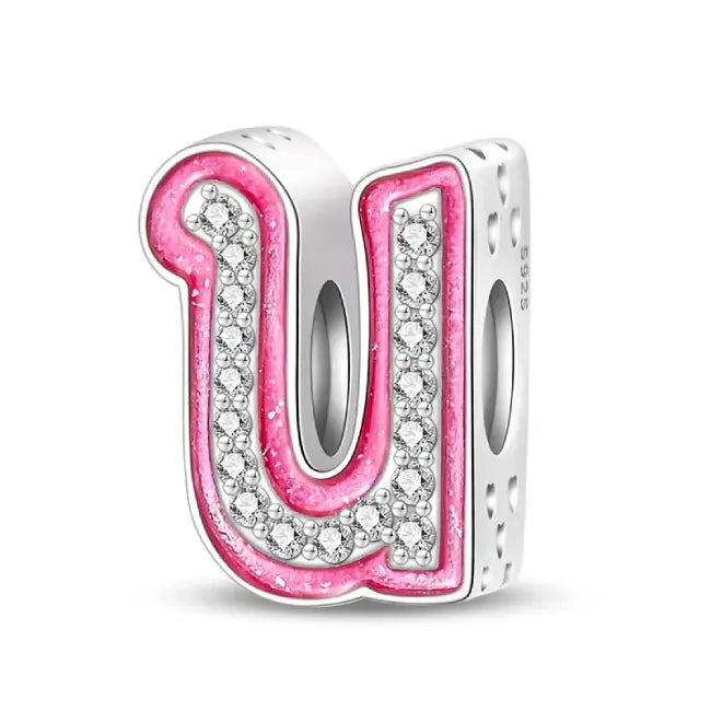 U pink charm letter for pandora bracelets