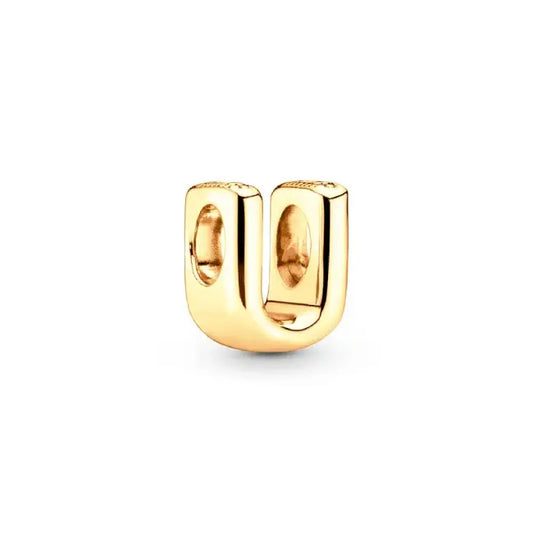 U gold charm letter for pandora bracelets