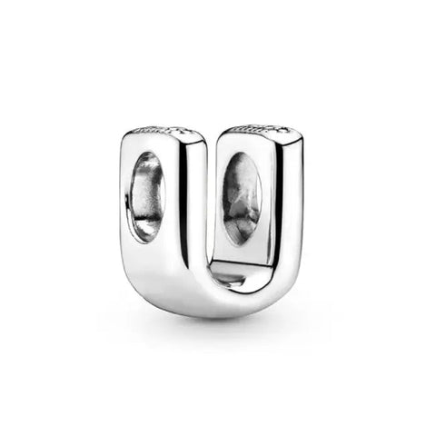 Silver Letter Clear U Charm - Silver Letter Clear U Charm