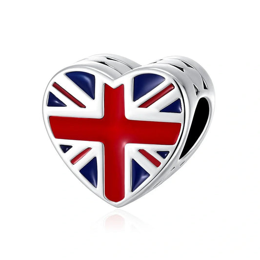jewlouli united-kingdom-flag-heart-pandora-charm-jewelry fits pandora bracelet
