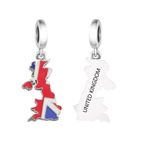 United Kingdom Map Dangle Charm - jewlouli united-kingdom-map-dangle-pandora-charm-jewelry fits pandora bracelet