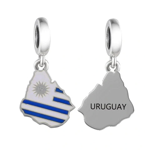 Uruguay Map Dangle Charm - jewlouli uruguay-map-dangle-pandora-charm-jewelry fits pandora bracelet