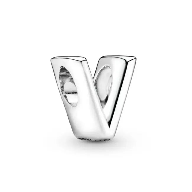 Silver Letter V Charm