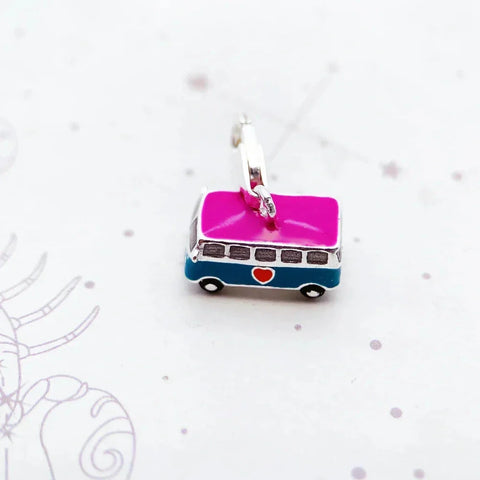 Pink and blue bus charm.