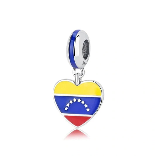 jewlouli venezuela-heart-flag-dangle-pandora-charm-jewelry fits pandora bracelet