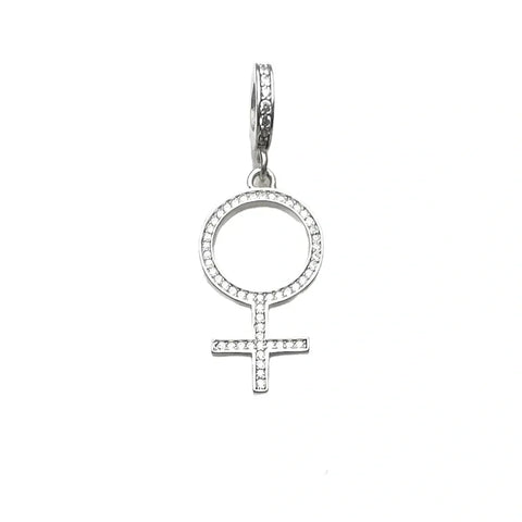 Silver female symbol charm.