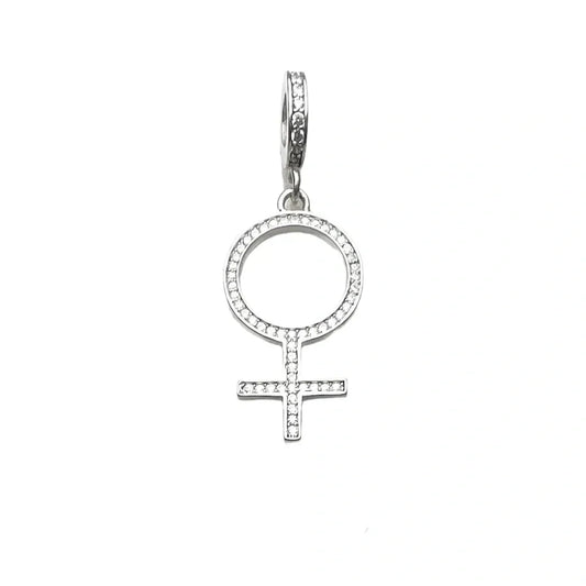 Silver female symbol charm.