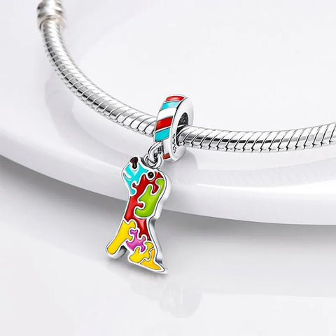 vibrant multicolor dog charm puzzle design for bracelets