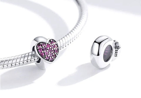 Pink Crystal Heart Charm - Pink Crystal Heart Charm