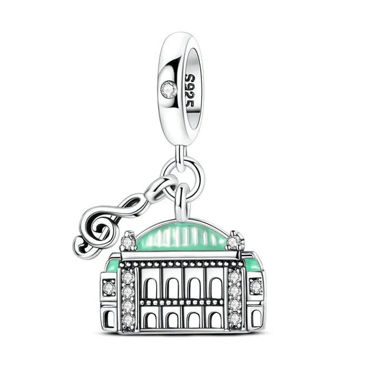 jewlouli vienna opera house with musical note dangle charm jewlouli jewelry fits pandora bracelet