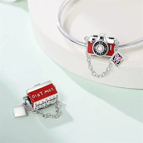Vintage Camera with Butterfly Film Accent Charm - Vintage Camera with Butterfly Film Accent Charm