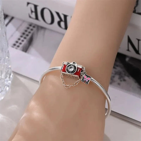 jewlouli vintage camera with butterfly film accent pandora charm jewelry fits pandora bracelet